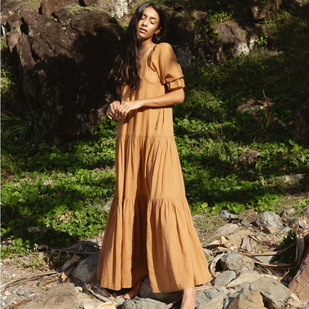 Daughters of India Earthy Brown Maxi Dress